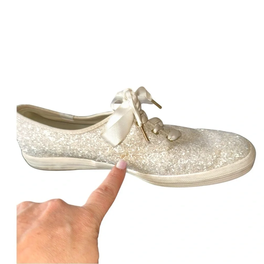 Kate Spade Cream Glitter Keds Sneakers